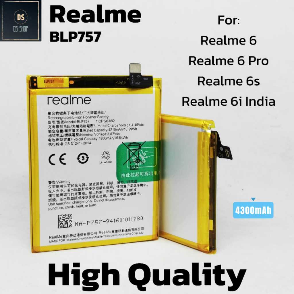 Baterai Hp Realme BLP757 BLP 757 Realme 6 Realme 6i Realme 6 Pro Original Batre Batrai Hp