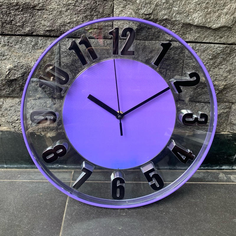 pengiriman cepat Jam Dinding Warna-warni 9028/jam dinding transparan elegan/jam dinding unik