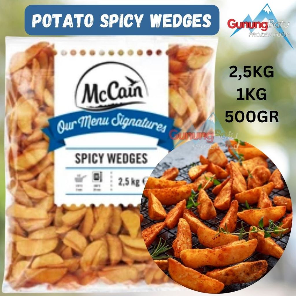 

MC CAIN POTATO SPICY WEDGES / KENTANG WEDGES BERBUMBU 500GR, 1KG 2,5KG