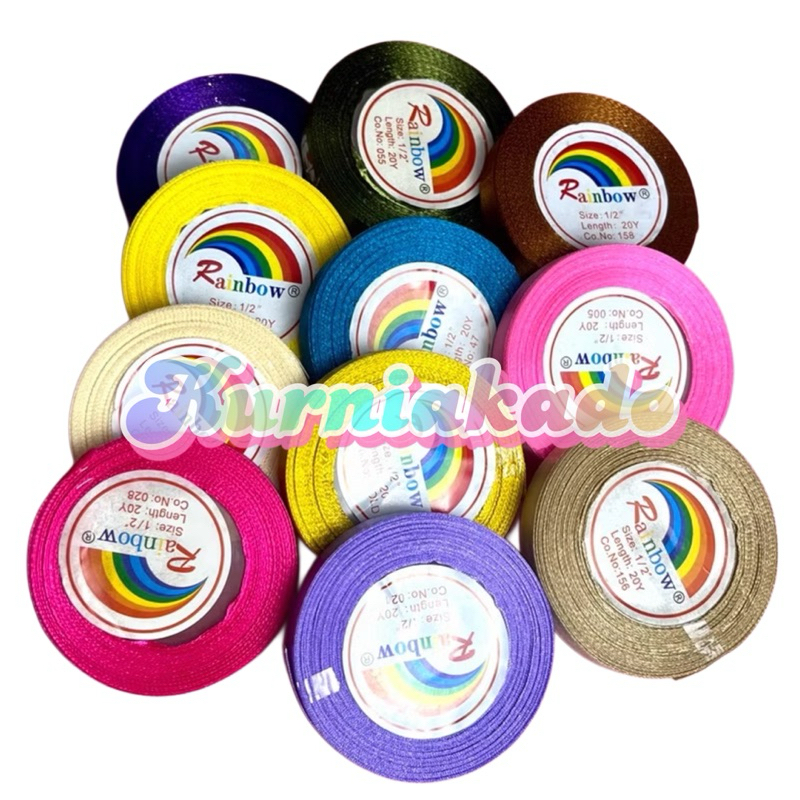 

Pita kain satin 1 CM 1/2 inch 1 ROLL Pita kado pita buket ribbon satin pita premium pita murah kurnia kado