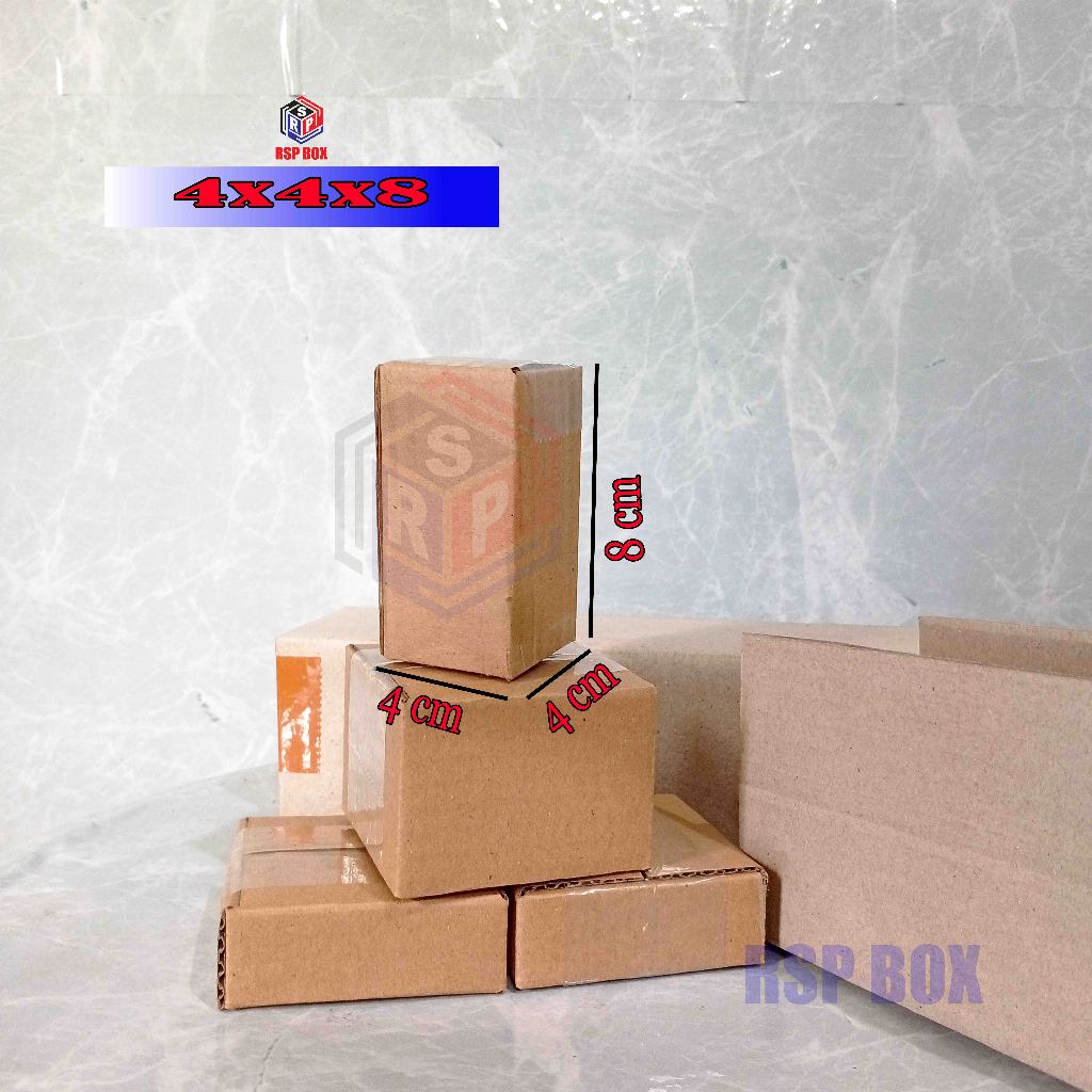

Kardus packing ukuran 4x4x8 cm box packaging paket murah karton box