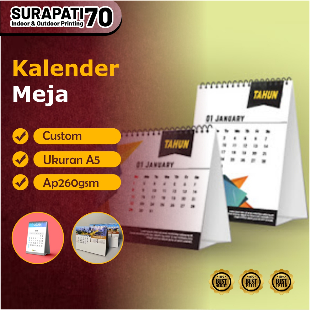 

Kalender Meja Custom || Kalender Duduk 1 / 2 sisi || Kertas Artpaper 260gsm