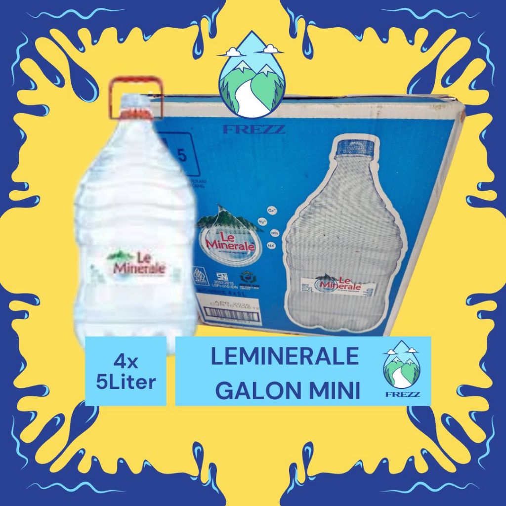 

(INSTANT) Le Minerale Galon 5 liter dan kemasan Dus isi 4 per Karton - READY Lemineral Air Minum Kemasan Botol Galon Minuman Kardus