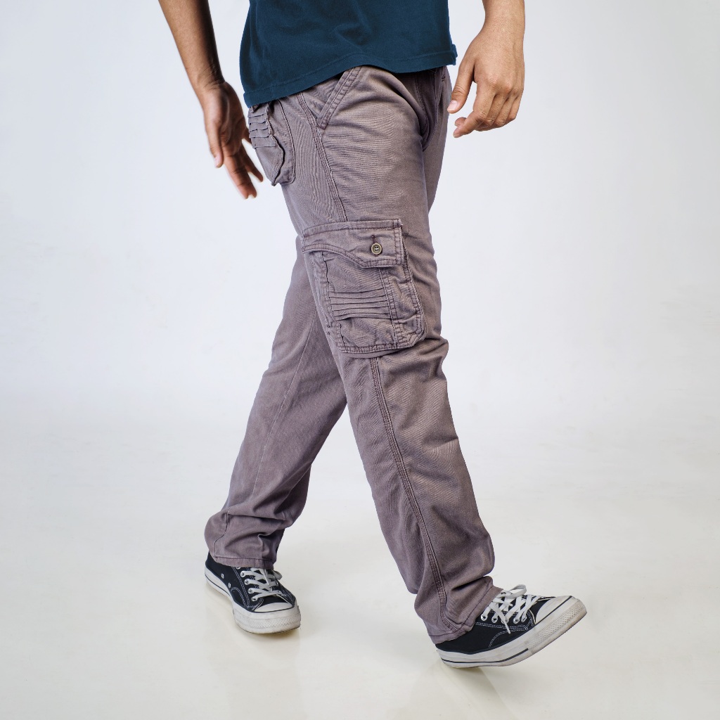 DGM Celana Cargo Panjang Pria Kantong Kerut Premium Abu Muda 2567