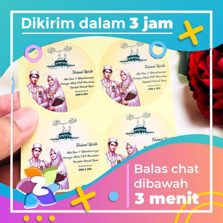 

9-15 Zennida Cetak Sticker Hampers Snack Oleh Oleh Naik Haji Label Tasyakuran Umroh Bulat Uk.Besar