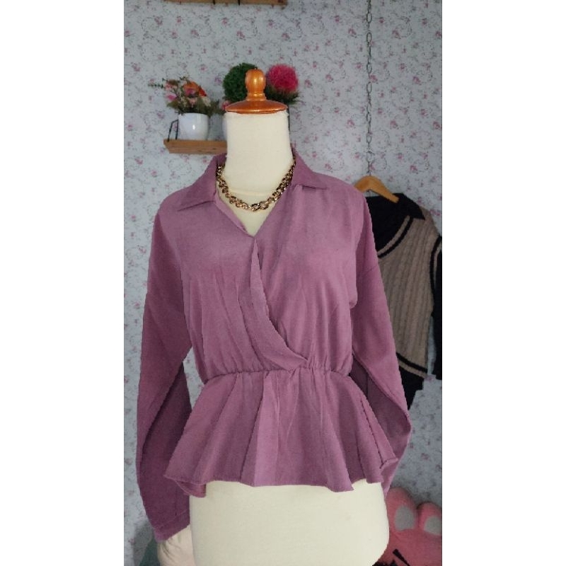 Blouse purple cekek pinggang i got c