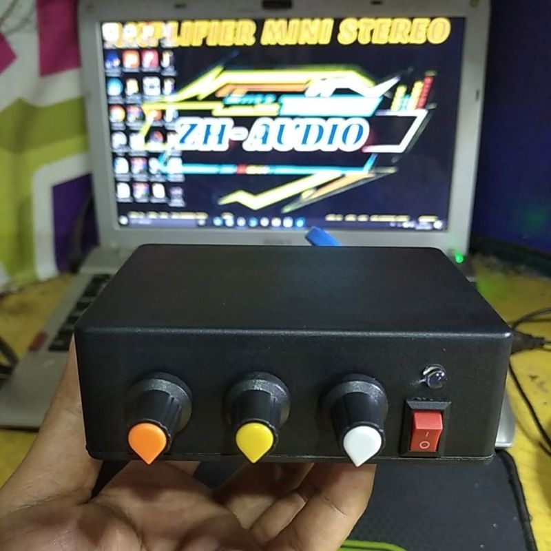 Amplifier mini 5v di lengkapi 3 potensio bass,treble,volume