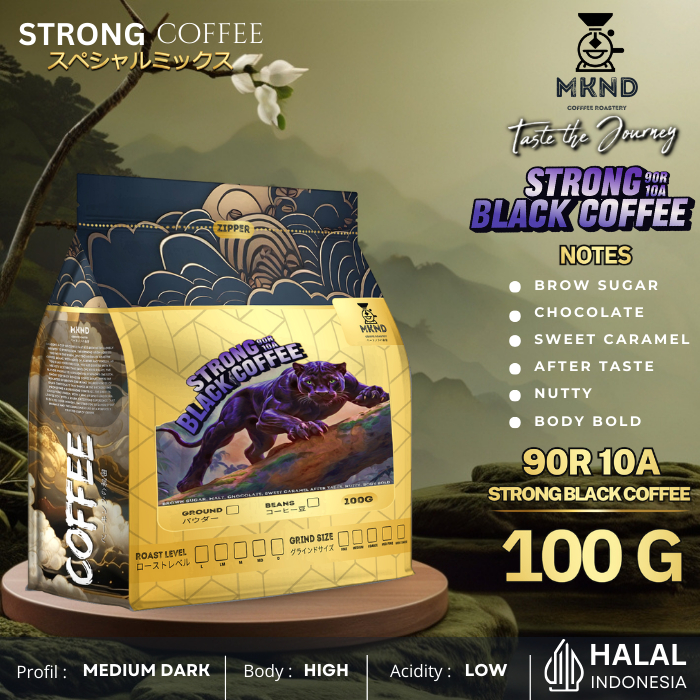 

MKND COFFEE ROASTERY - Black Coffee Strong Blend 100gr Arabika 10% Robusta 90% | Cappuccino | Medium Dark | Espersso | Tubruk Kopi Biji Kopi 100% Grade 1