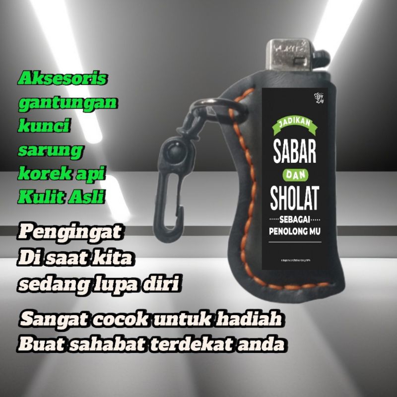 gantungan kunci sarung korek api + korek tokai cover korek kulit asli variasi stiker pepeling