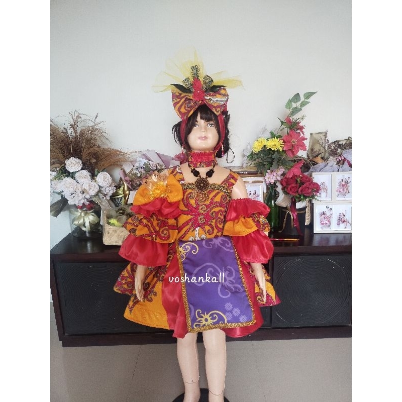 Dress casual batik etnik anak Nusantara Kalimantan