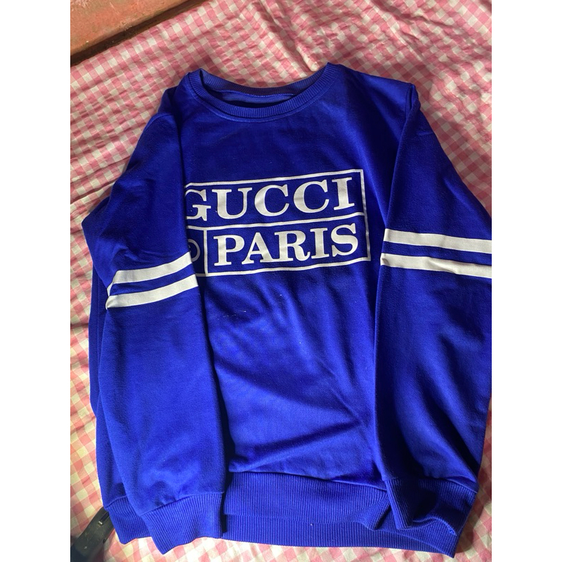 Sweater Gucci Paris Biru Preloved