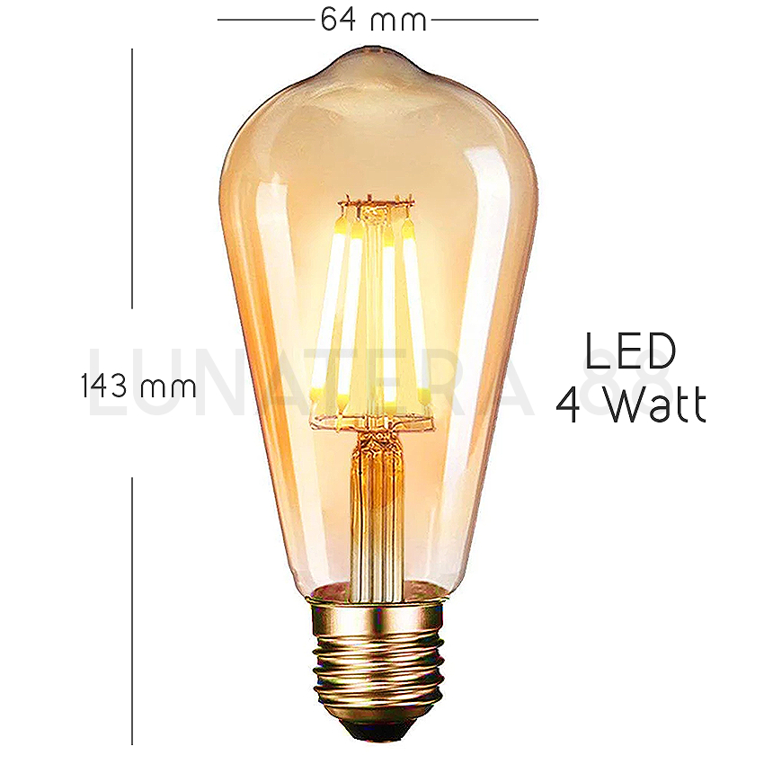 Bohlam filamen edison 4 W E27 E14 warm white putih ST64 G45 C35