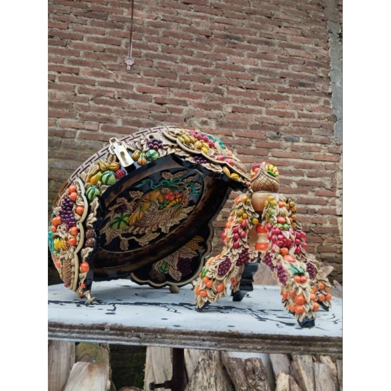 Tebok Lovebird sogon konin ukir motif buah model mahkota