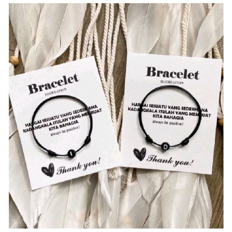 (COD)Gelang Tali Korea Couple Inisial Huruf Bulat