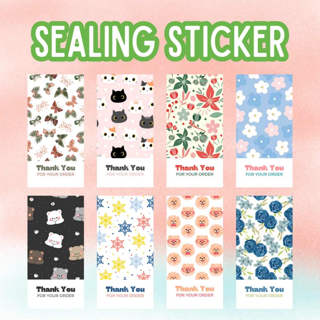 

SEALING STICKER STIKER PACKAGING LABEL SEGEL KEMASAN THANK YOU FOR YOUR ORDER CUTE KARAKTER LUCU FLORAL