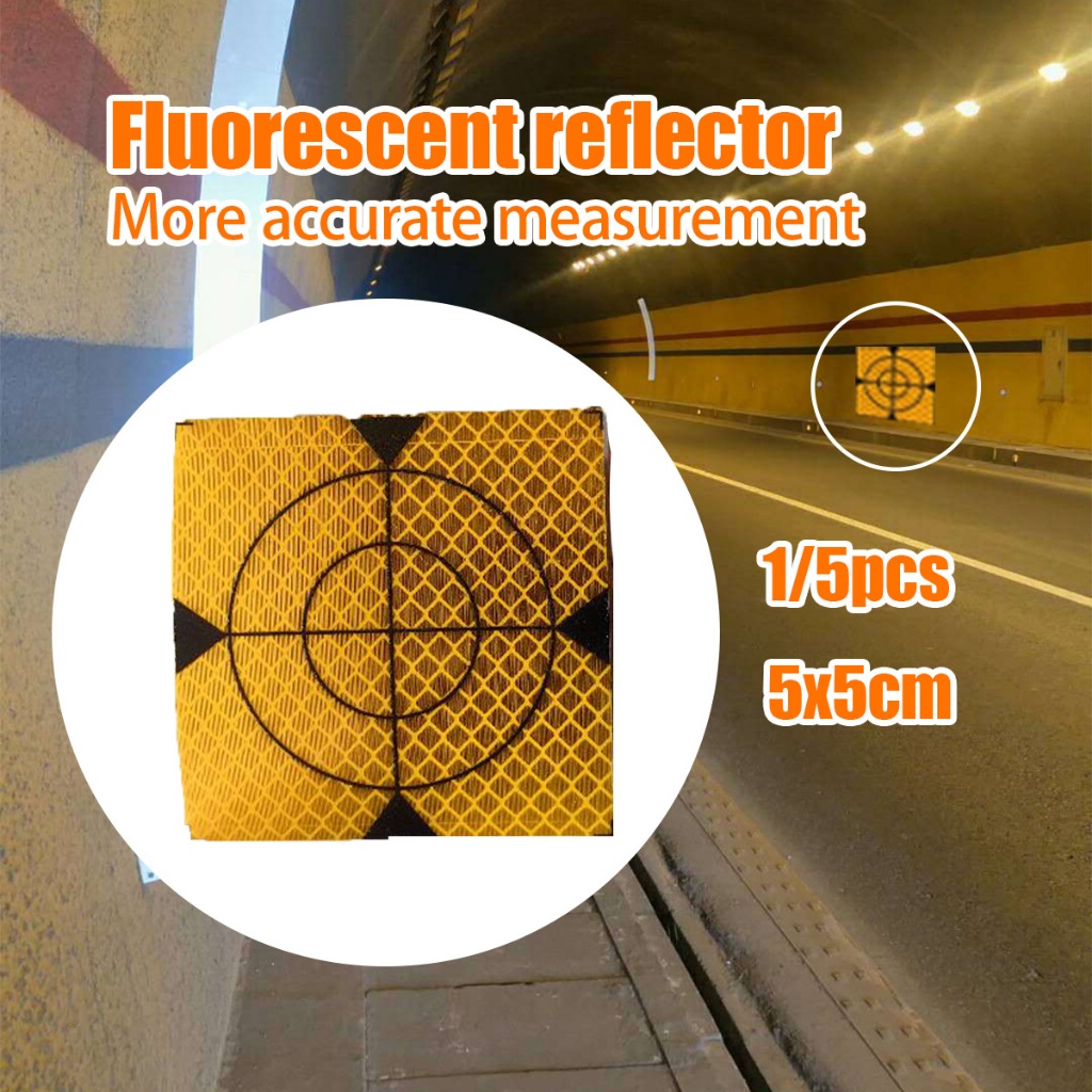 5PCS Survey Reflector Sheet Prisma Target Sticker Reflector Sheet Leica Kuning