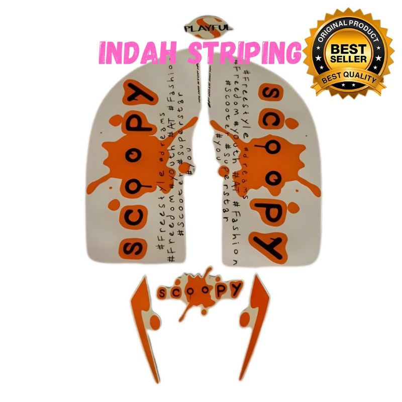 STIKER STRIPING LIS MOTOR SCOOPY PLAY FULL TAHUN 2017 WARNA OREN