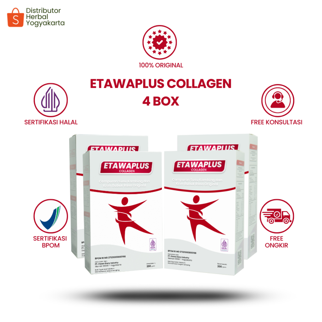 

Etawaplus Collagen - Susu Kambing Etawa dan Kolagen Untuk Tulang sendi , Mencegah Penuaan Dini , Mengencangkan Kulit , Asam urat & Regenerasi Sel - 4 Box