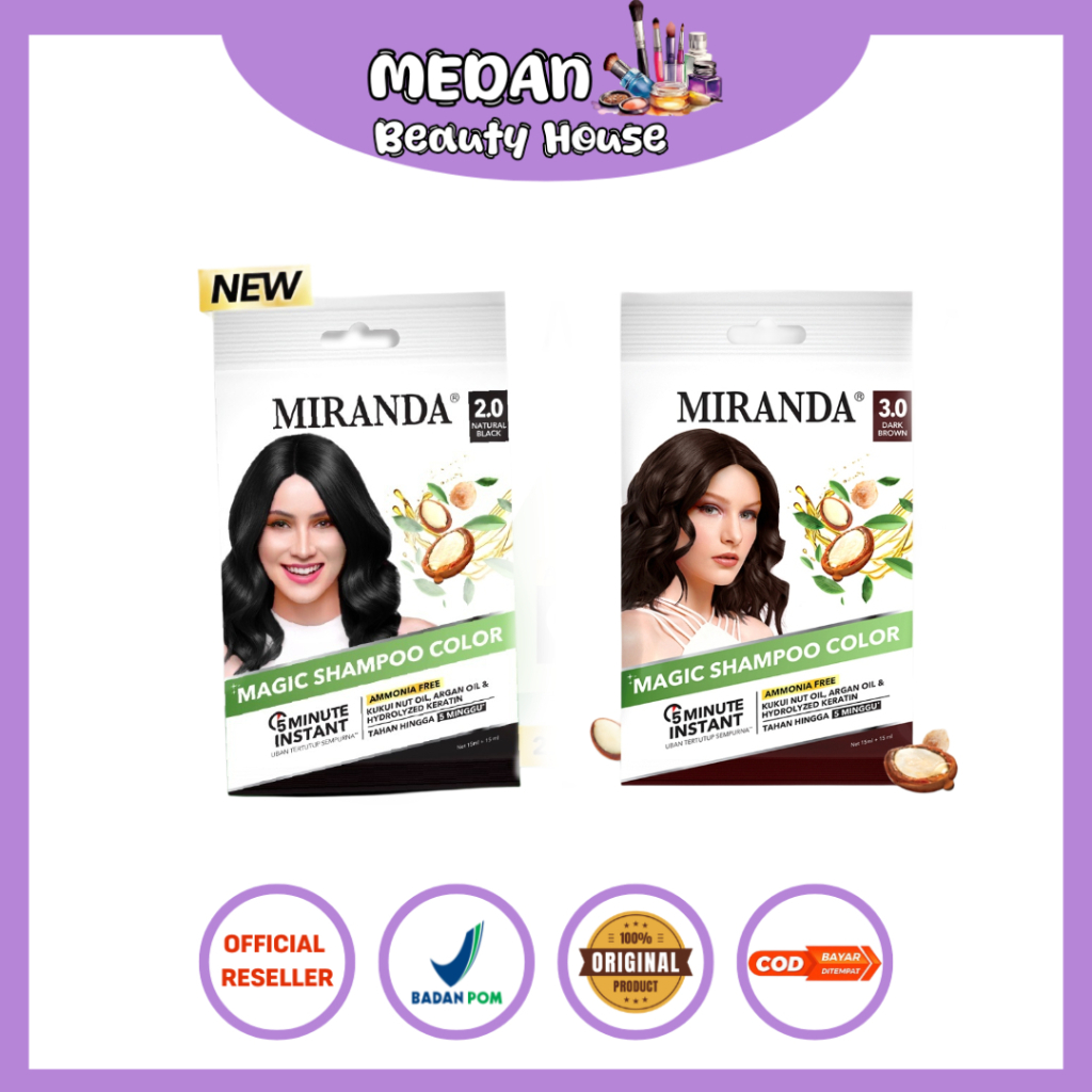 Miranda Magic Shampoo Color Sachet/Pewarna Rambut Instan - Dark Brown