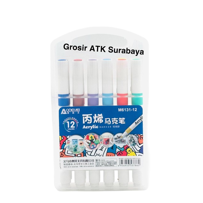 

SPIDOL ACRYLIC AODEMEI 12 WARNA M6131-12 / Acrylic Marker Pen Aodemi 12 Warna M6131-12