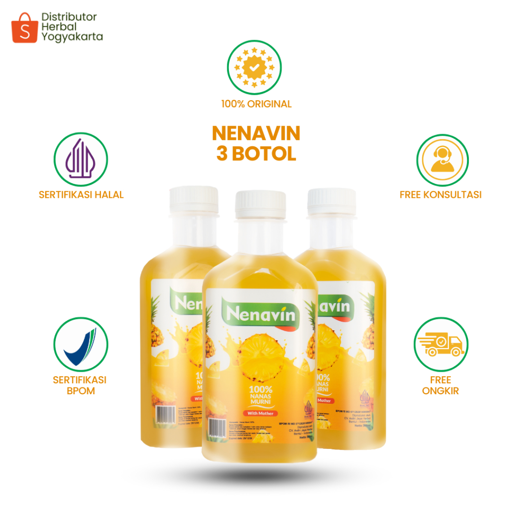 

Nenavin Cuka Nanas Original Organik 300ML - Mengatasi Gula Darah / Diabetes , Asam urat , Batu Ginjal , kencing Manis , Kebas & Kesemutan - 3 Botol