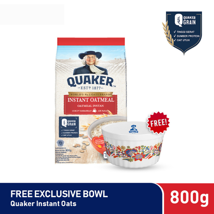 Quaker Oatmeal Instant 800gr FREE MANGKOK CANTIK - Oat Instant 800 gram