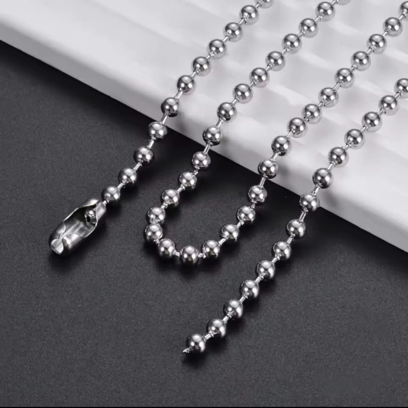 Kalung biji bulat model ketumbar/lada titanium untuk pria