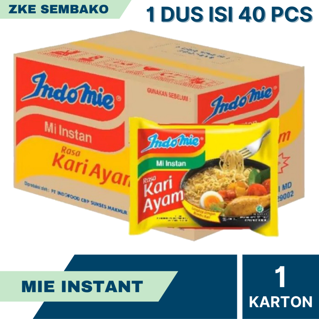

Indomie Kari Ayam 1 DUS ISI 40 PCS / Mie Instan