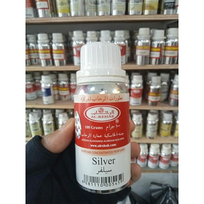 SILVER AL-REHAB PARFUM KEMASAN BOTOL ALUMUNIUM 100 GRAM ORIGINAL ARAB SAUDI