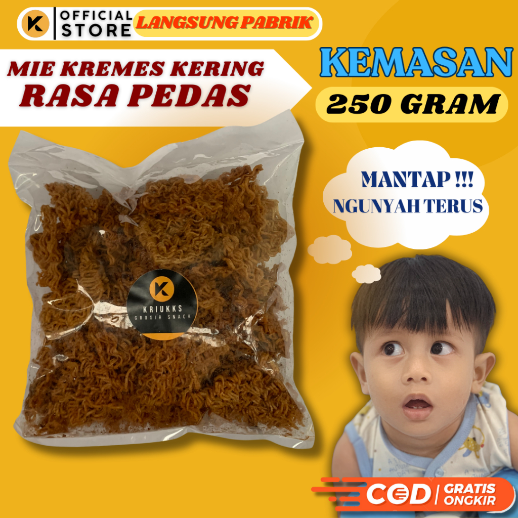 

Kriukks Mie Kriting Pedas Mie Kering Pedas Bumbu Melimpah Murah Renyah Legendaris Gurih Mie Kribo Kremes