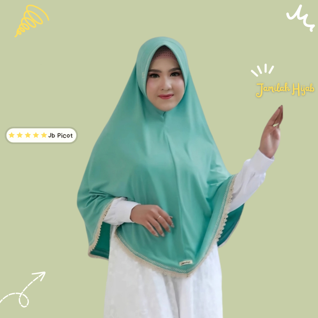 JAMILAH HIJAB L100 RENDA PICOT JILBAB JERSEY PREMIUM INSTAN JUMBO SIZE XL ORI