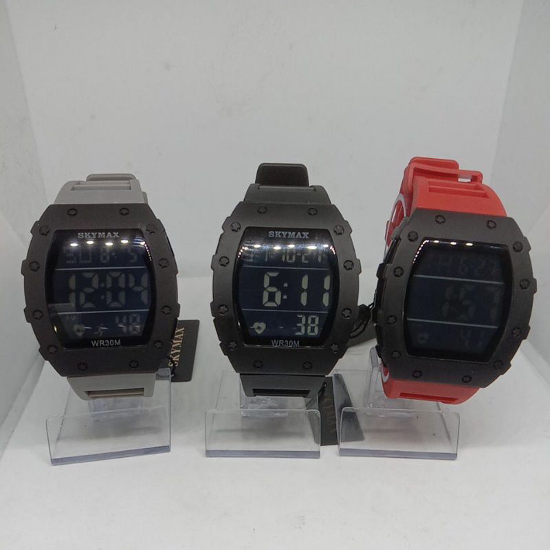 Jam Tangan Skymax Type Richard Mille Sport Digital tali karet warna Hitam/Merah/Abu-abu (Original)
