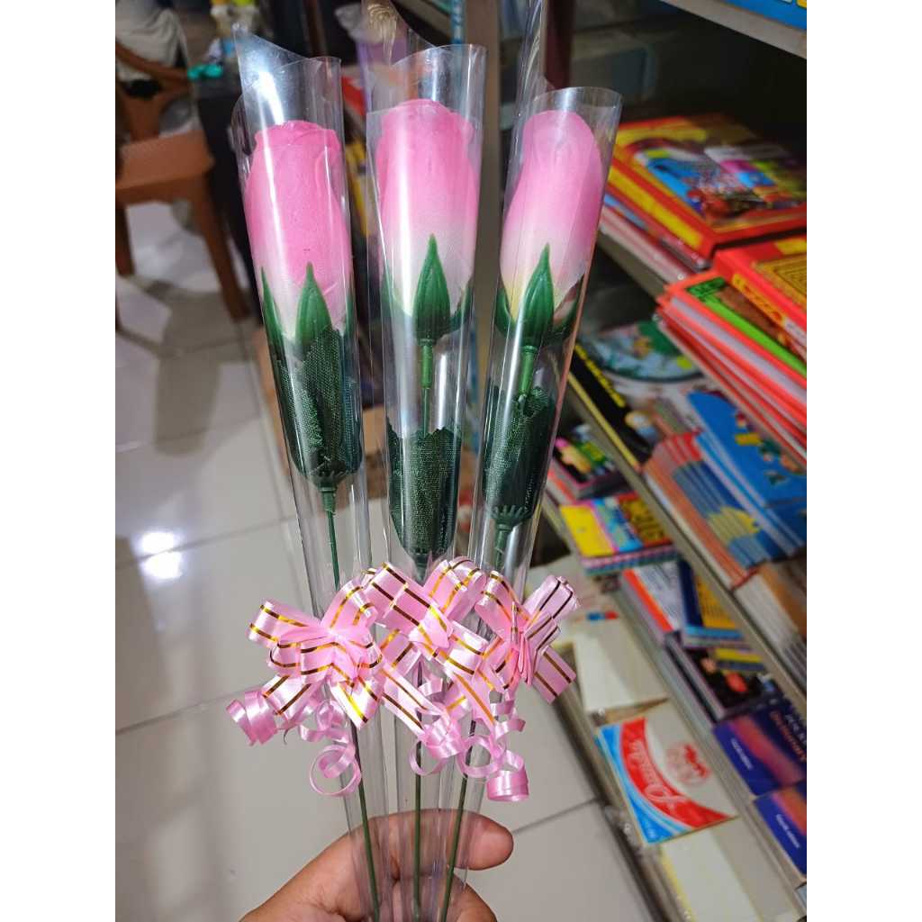 BUNGA MAWAR TANGKAI / BUNGA Mawar Plastik (1 pcs)