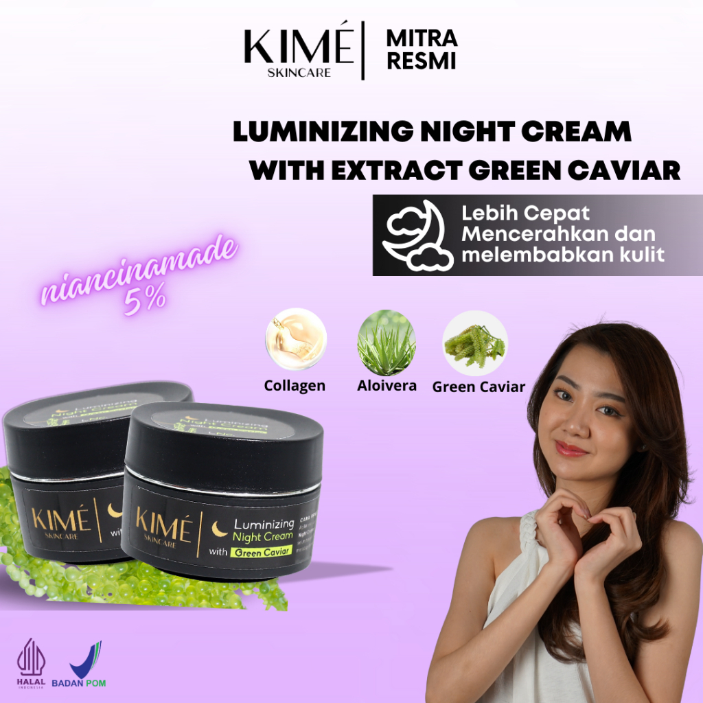 Kime Skincare Luminizing Night Cream Glowing Niacinamide Krim Malam