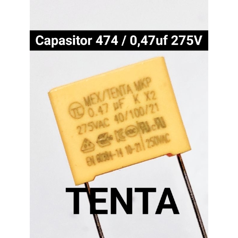 Capasitor MKP 0,47uf / 474 275V P-15 Mm Kapasitor 474 TENTA