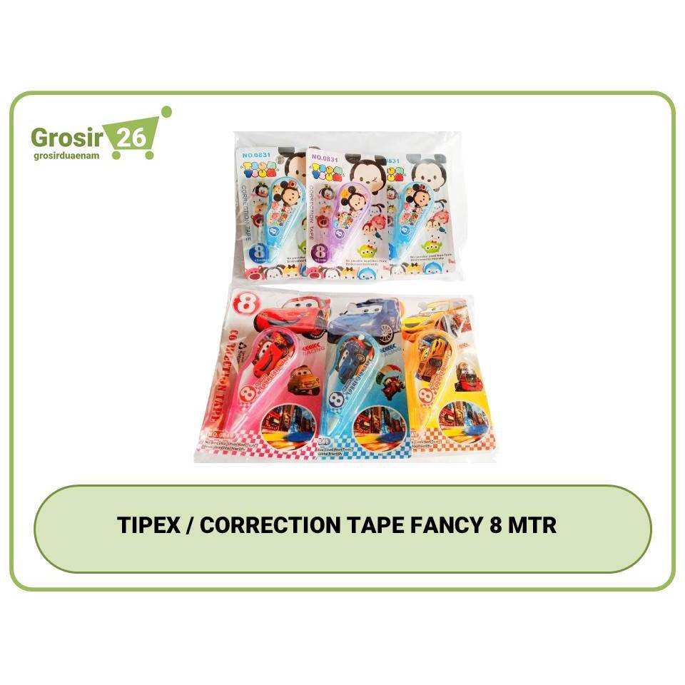 

(4 pcs) tipex kertas / correction tape / tip-x tarik fancy karakter panjang 8 mtr