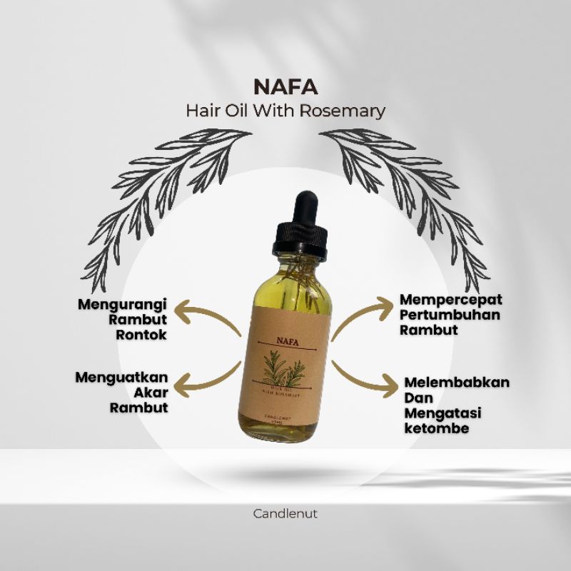 Nafa hair oil minyak kemiri infused rosemary Penyubur Rambut || rosemary oil | hair oil
