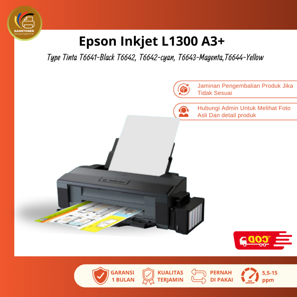 printer inkjet A3+ epson l1300 bekas nozzle full