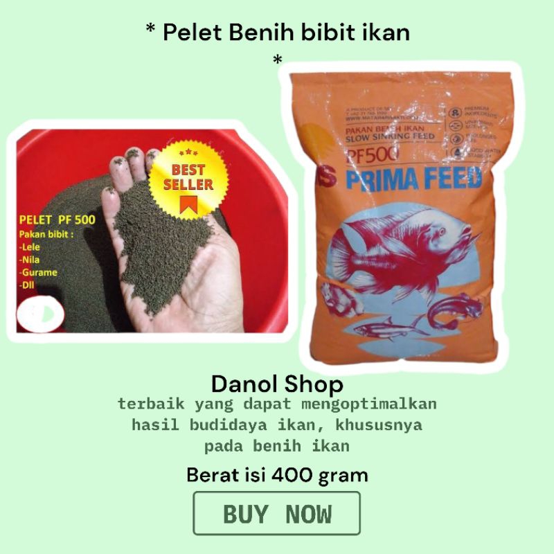 Pakan pelet benih bibit ikan gurame lele nila hias PF500