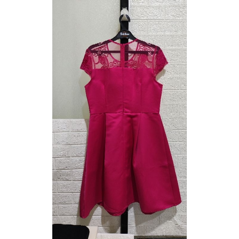 Dress Terusan Brokat Wanita Warna Pink (Preloved)