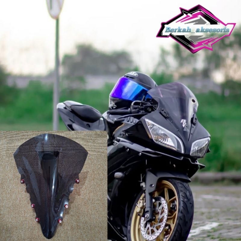 VISOR YAMAHA R15 V2 MODEL JAMBUL TEBAL 2MILI PLUS BAUT VARIASI