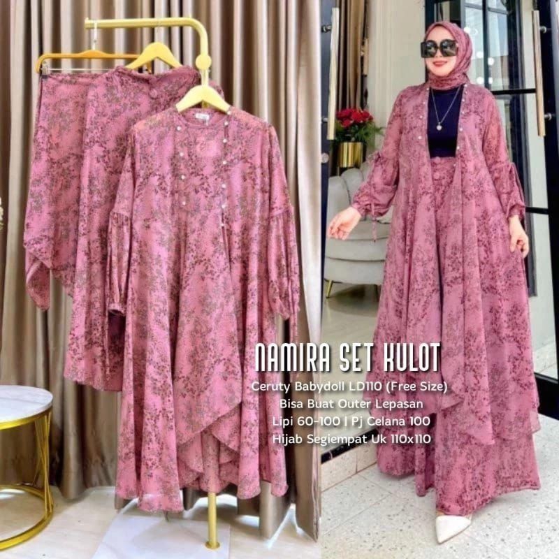 OUTER NAMIRA SET KULOT PLUS KERUDUNG SEGI EMPAT