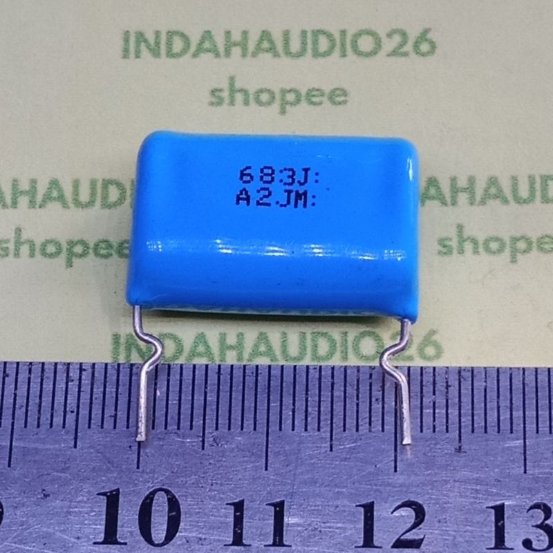 683J A2JM 20mm  630V 630v kaki tembaga mylar  kapasitor 68n 68nf 630 v milar capacitor BIRU