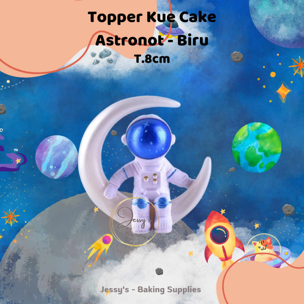 Astronot Topper (Biru), Topper Kue Ulang Tahun, Topper Birthday Cake, Topper Custom Cake