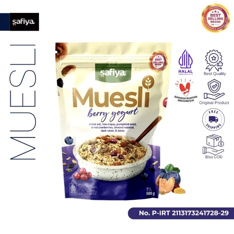 

Muesli Berry Yogurt Safiya 1kg | Oatmeal Diet Sehat