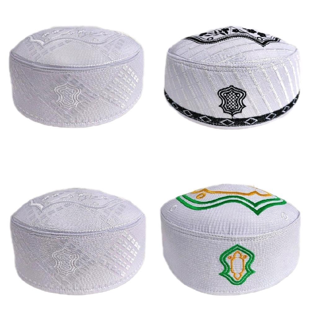 MURAH BERKUALITAS  Peci Songkok Kopiah Terompah Varian Putih Motif Bordir Tinggi 10 cm Murah - Peci 