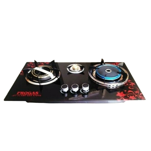 Progas Kompor Gas Kaca Tanam 3 Tungku Mix Bara