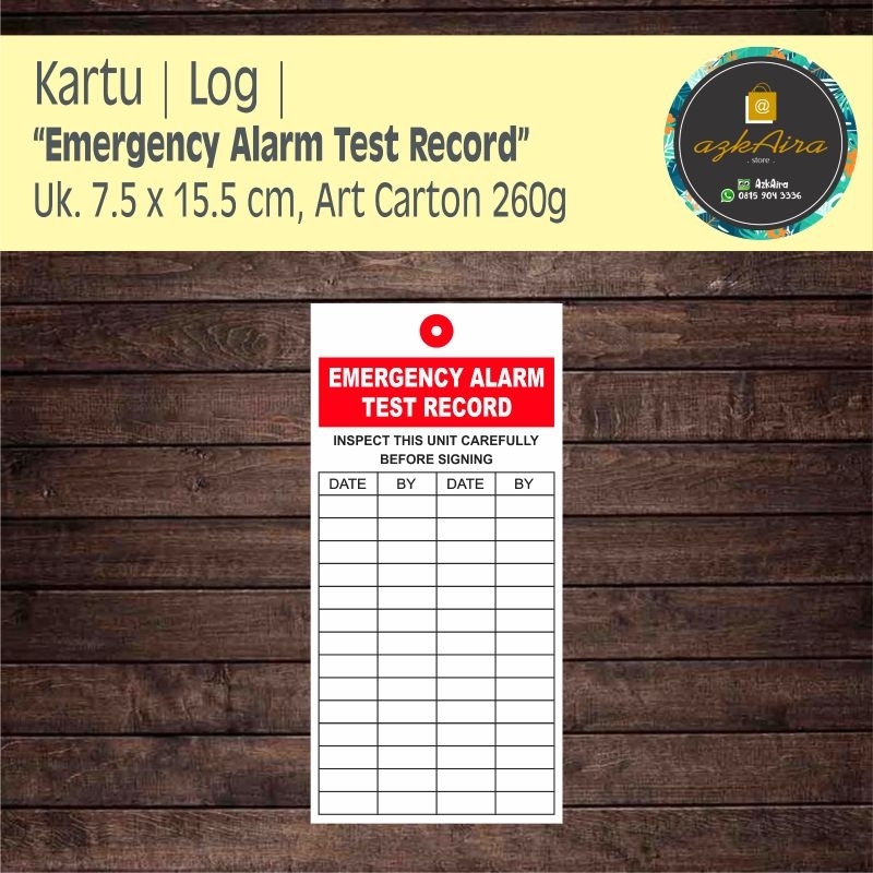 

Kartu Emergency Alarm Test Record