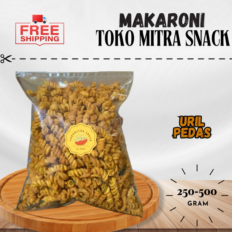 

Makaroni Uril Pedas khas Ciamis/Cemilan Khas Ciamis (500 gram)