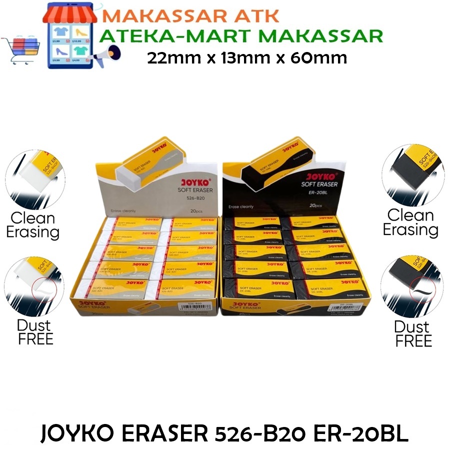 

[BOX/20 PCS] JOYKO ERASER 526-B20 ER-20BL PENGHAPUS PENSIL